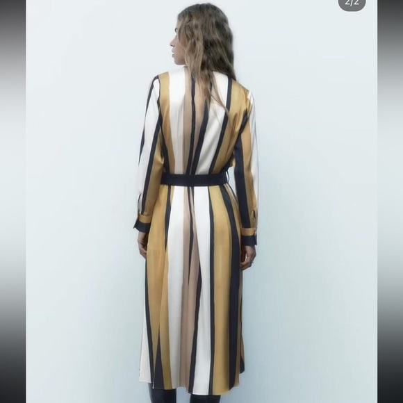 Zara NWOT Satin Striped Shirt dress - Picture 5 of 7